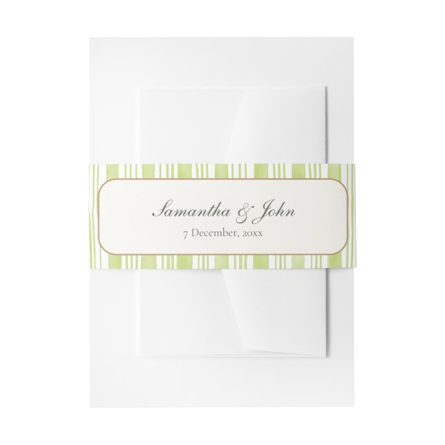 Cintas Para Invitaciones Citrus Lime Green Stripe Modern Wedding (Anverso Ejemplo)