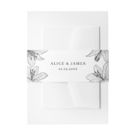 Cintas Para Invitaciones Clásica Ilustracion Floral Lilies