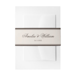 Cintas Para Invitaciones Clásica Lujosa Bodas Marrón Crema Antiguo Dinero