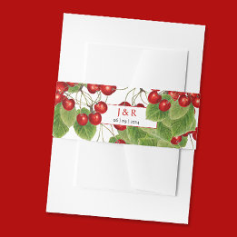 Cintas Para Invitaciones Clásicas iniciales de monograma de boda de cereza