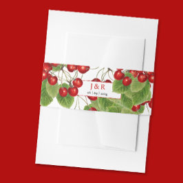 Cintas Para Invitaciones Clásicas iniciales de monograma de boda de cereza