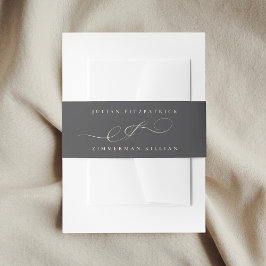 Cintas Para Invitaciones Clásico Ampersand Script Beige Carbón La Boda