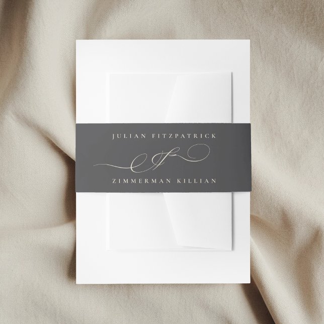 Cintas Para Invitaciones Clásico Ampersand Script Beige Carbón La Boda (Subido por el creador)