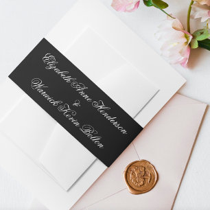 Cintas Para Invitaciones Clásico Boda de caligrafía de monograma blanco neg