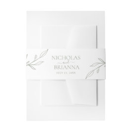 Cintas Para Invitaciones Clásico de Boda Elegante Verde Masaje minimalista