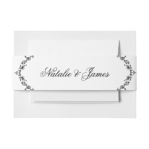 Cintas Para Invitaciones Clásico floral en terracota blanco y negro para bo