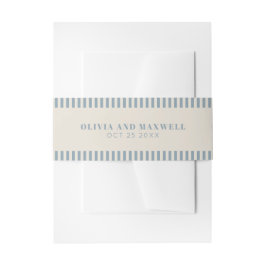 Cintas Para Invitaciones Clásico Moderno Dusty Blue Rayado de Boda 