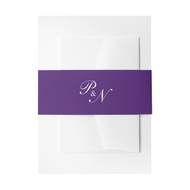 Cintas Para Invitaciones Clásico Monograma Boda Real Purple Elegante (Anverso Ejemplo)