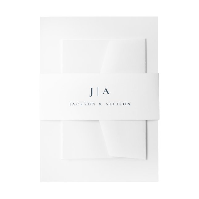 Cintas Para Invitaciones Clásico monograma boda sencilla (Anverso Ejemplo)