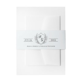 Cintas Para Invitaciones Clásico monograma cresta vintage gris pálido fresc