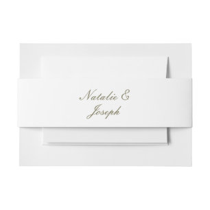 Cintas Para Invitaciones Clásico Verde Oliva Blanco Dinero Antiguo Elegante