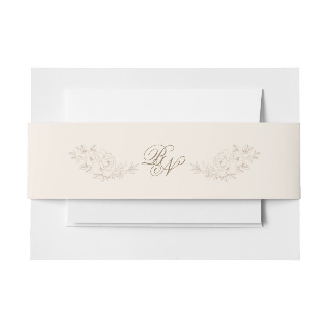 Cintas Para Invitaciones Classic Brown Floral Invitation Belly Band (Anverso Ejemplo)