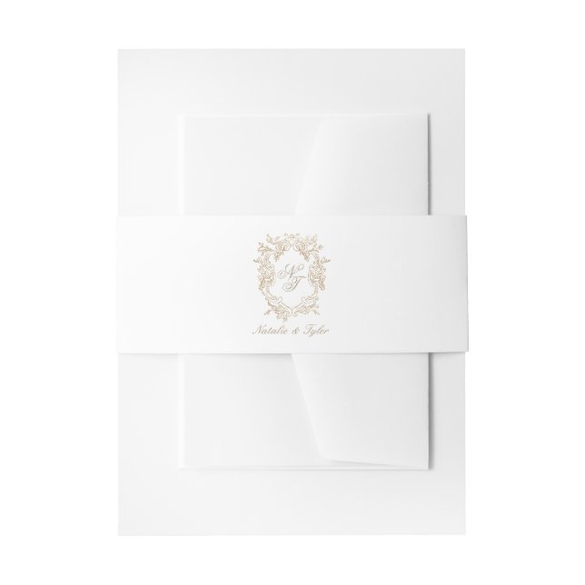 Cintas Para Invitaciones Classic Brown Monogram Crest Invitation Belly Band (Anverso Ejemplo)