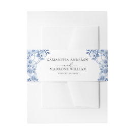 Cintas Para Invitaciones Classic Dusty Blue Rose Floral Wedding 