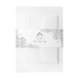 Cintas Para Invitaciones Classic Elegant Black White Floral Wedding 