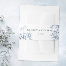 Cintas Para Invitaciones Classic French Blue Flowers & Ribbons Wedding