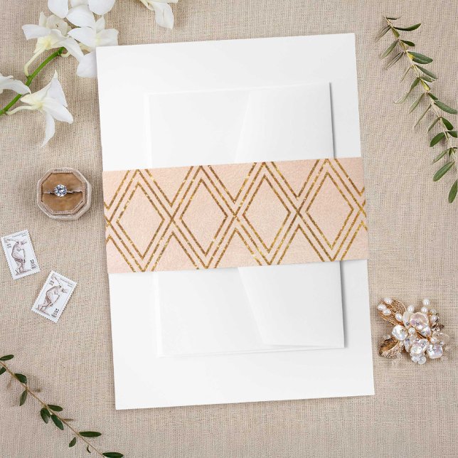 Cintas Para Invitaciones Classic Gold Lattice Toscano (Tuscan Wedding Collection Belly Band
)