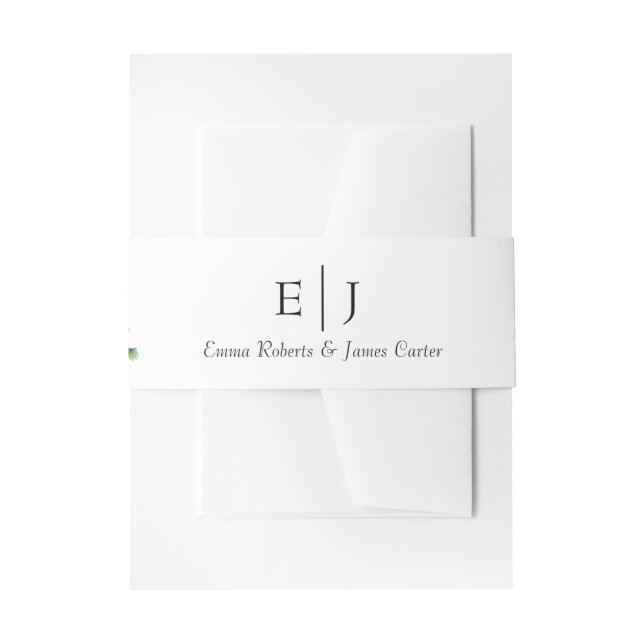 Cintas Para Invitaciones Classic Greenery Monogram Invitation Belly Band (Anverso Ejemplo)