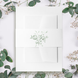 Cintas Para Invitaciones Classic Romantic Sage Rose