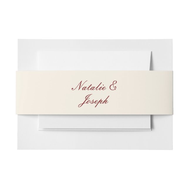 Cintas Para Invitaciones Classy Burgundy Cream Old Money Fancy Wedding (Anverso Ejemplo)