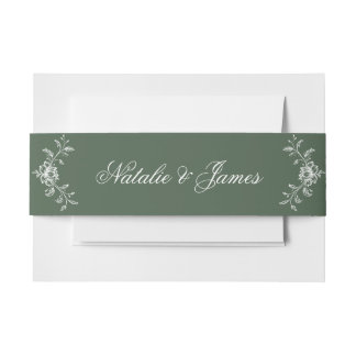 Cintas Para Invitaciones Classy Floral Emerald Green Old Money Boho Wedding
