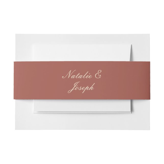 Cintas Para Invitaciones Classy Terracotta Auburn Old Money Fancy Wedding (Anverso Ejemplo)