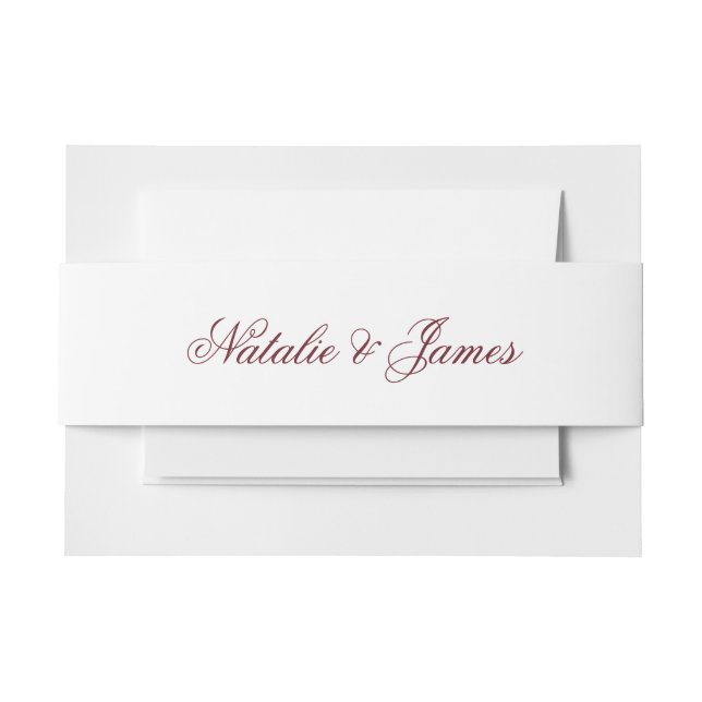 Cintas Para Invitaciones Classy White Burgundy Old Money Fancy Wedding (Anverso Ejemplo)