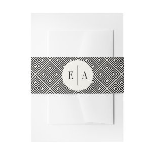 Cintas Para Invitaciones Claves griegas clásicas Boda geométrico negro y bl
