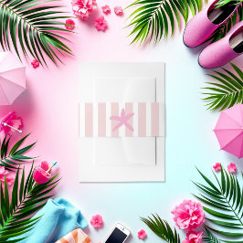 Cintas Para Invitaciones Club Social Starfish Beach de rayas rosas y blanca