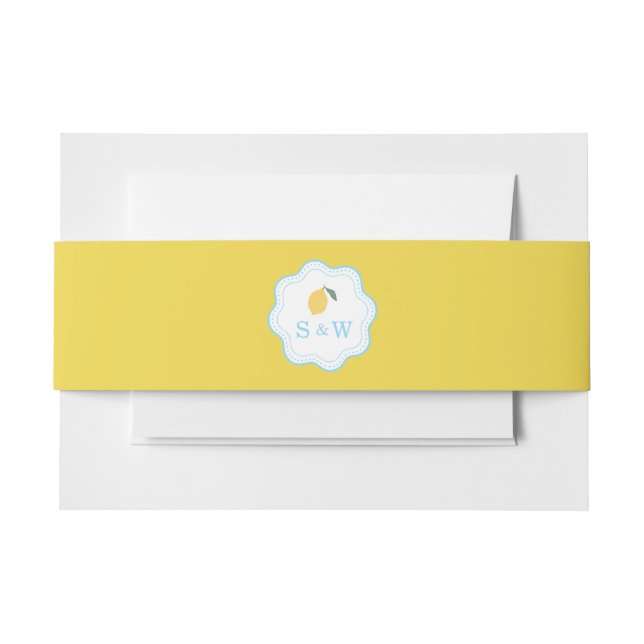 Cintas Para Invitaciones Coastal Blue Lemon Amalfi Wedding Belly Band (Anverso Ejemplo)