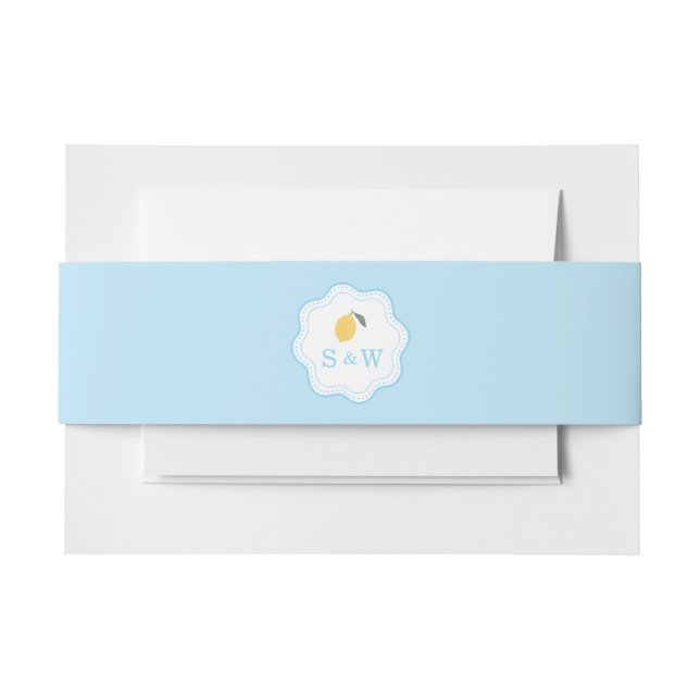 Cintas Para Invitaciones Coastal Blue Lemon Amalfi Wedding Belly Band (Anverso Ejemplo)