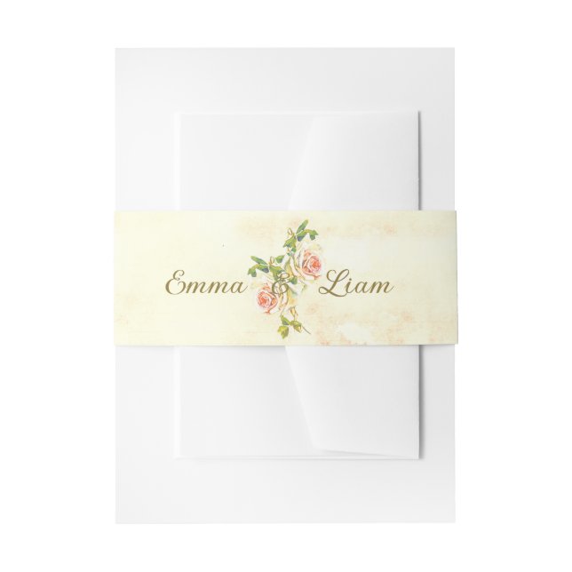 Cintas Para Invitaciones Colección Antique Rose Invitación Belly Band 2 (Anverso Ejemplo)