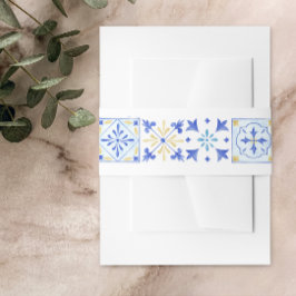 Cintas Para Invitaciones Colección de Boda Olive Orchard Baldosa Azul B