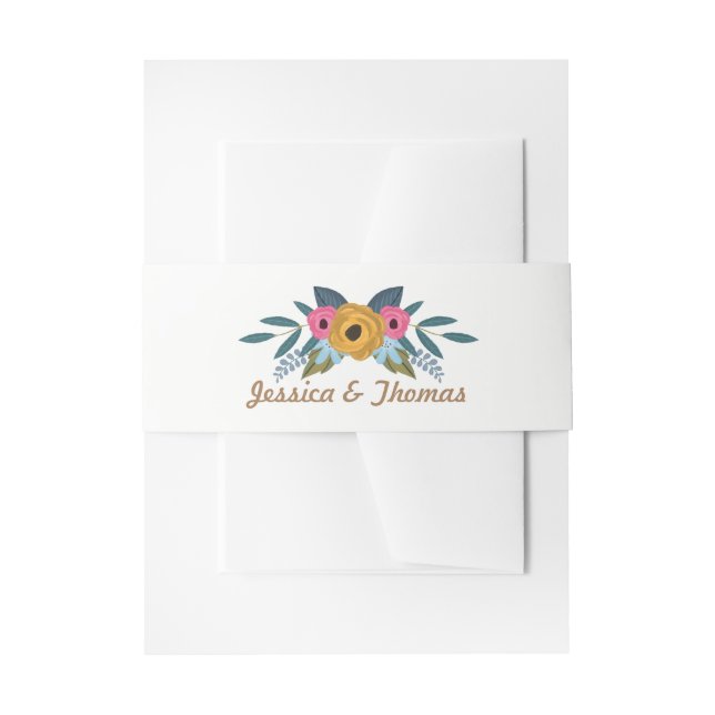 Cintas Para Invitaciones Colección de Bodas blancos de flor (Anverso Ejemplo)