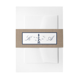 Cintas Para Invitaciones Colección de Bodas Burlap del faro náutico