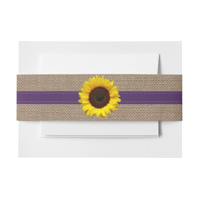 Cintas Para Invitaciones Colección de Bodas de girasol rústico - morado (Anverso Ejemplo)