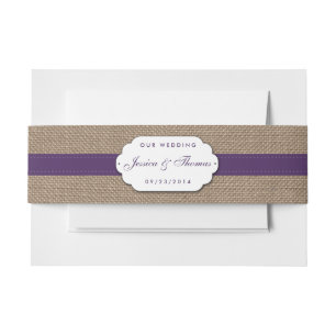 Cintas Para Invitaciones Colección de Bodas de girasol rústico - morado