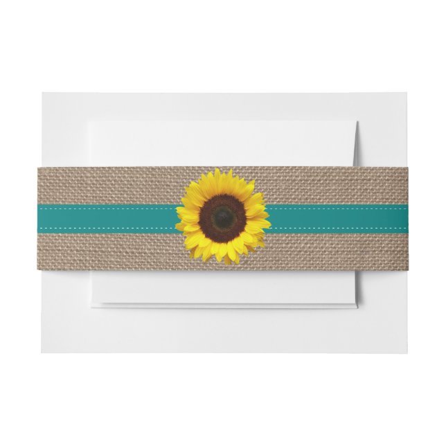 Cintas Para Invitaciones Colección de Bodas de girasol rústico - Verde azul (Anverso Ejemplo)
