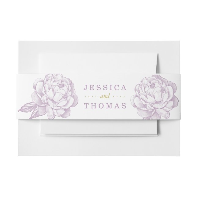 Cintas Para Invitaciones Colección de Bodas florales de Peony (Anverso Ejemplo)