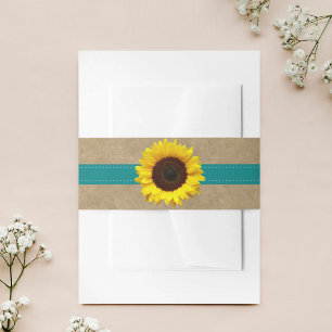 Cintas Para Invitaciones Colección Kraft, Lace & Sunflower - Verde azulado