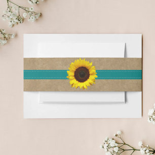 Cintas Para Invitaciones Colección Kraft, Lace & Sunflower - Verde azulado