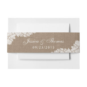 Cintas Para Invitaciones Colección Rustic Burlap & Vintage White Lace