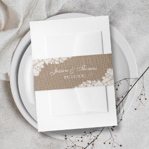 Cintas Para Invitaciones Colección Rustic Burlap & Vintage White Lace