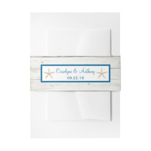 Cintas Para Invitaciones Colección Starfish Whitewashed Wood Beach Wedding