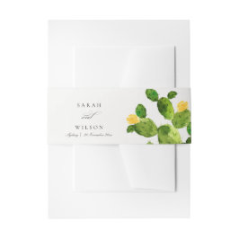 CINTAS PARA INVITACIONES COLOR DE AGUA VERDE DESIERTO CACTUS FLORES MONOGRA