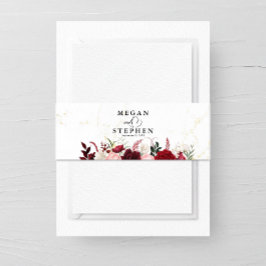 Cintas Para Invitaciones Color romántico del agua Borgoña Moda floral Boda