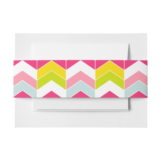 Cintas Para Invitaciones Color rosa ZigZag Chevron (Anverso Ejemplo)