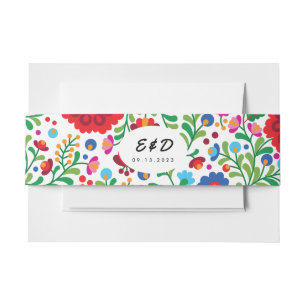 Cintas Para Invitaciones Colorido Boda de monograma de bordado mexicano