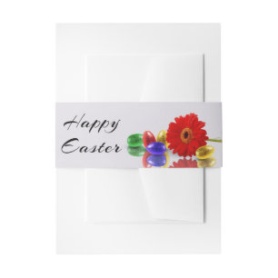 Cintas Para Invitaciones Coloridos huevos felices de Pascua con Gerbera