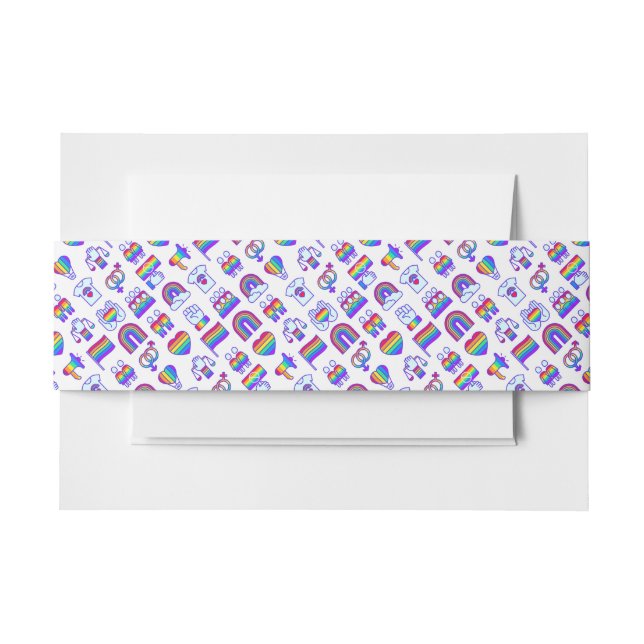 Cintas Para Invitaciones Coloridos patrones de iconos arco iris (Anverso Ejemplo)